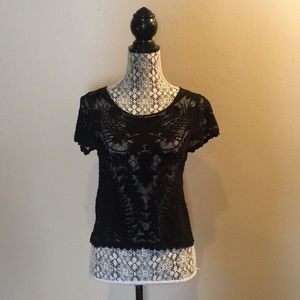 Express women’s Black Full Lace Crop Top (XS)